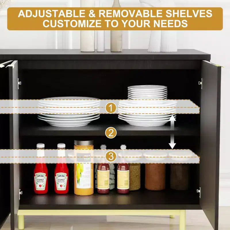 Meuble TV cannelé de 147 cm pour téléviseur de 65 pouces, console média moderne avec rangement, meuble TV de salon