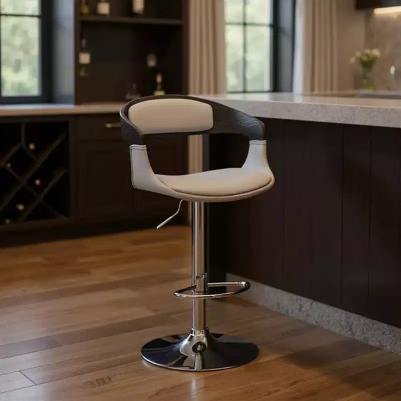 Chaise de bar pivotante basse, réglable en hauteur, en fer gris et argent de 24 pouces