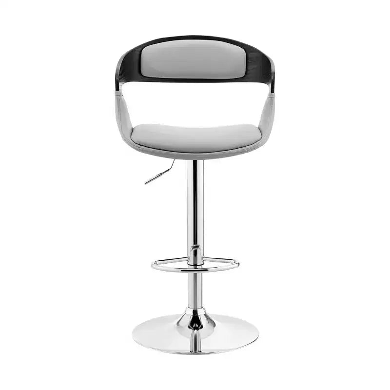 Chaise de bar pivotante basse, réglable en hauteur, en fer gris et argent de 24 pouces