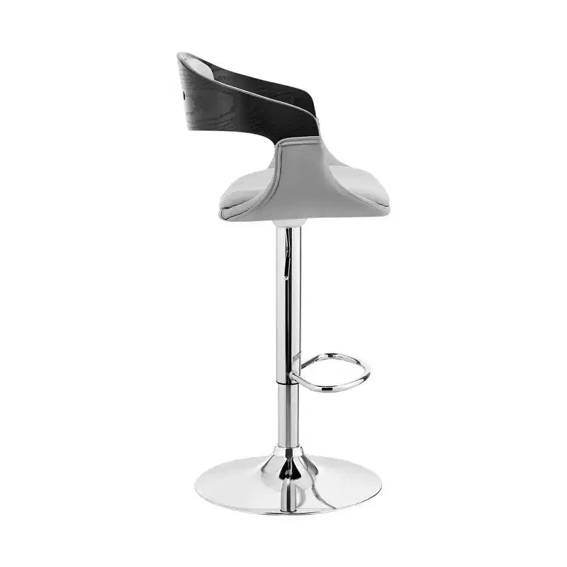 Chaise de bar pivotante basse, réglable en hauteur, en fer gris et argent de 24 pouces