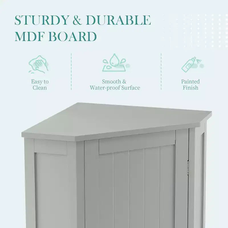 Clara Meuble de rangement d'angle autoportant en bois moderne en forme de triangle pour salle de bain avec étagère réglable