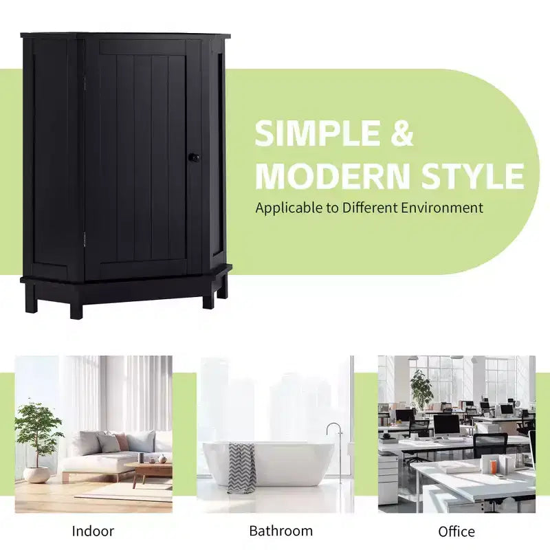 Clara Meuble de rangement d'angle autoportant en bois moderne en forme de triangle pour salle de bain avec étagère réglable