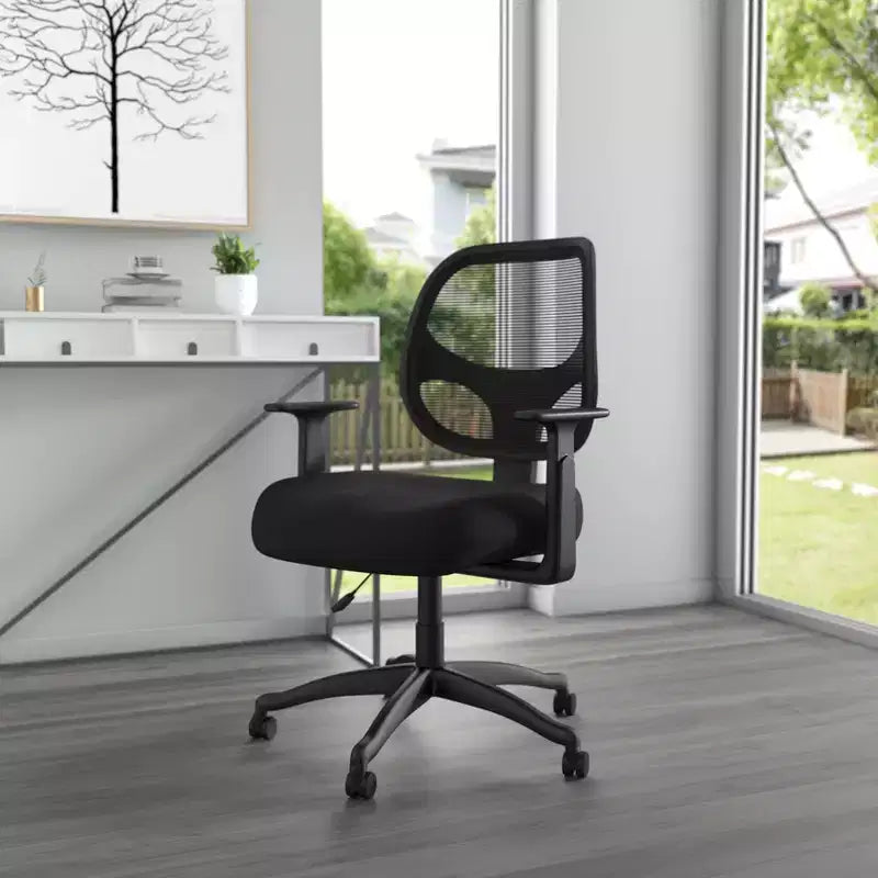 Fauteuil de travail en résille de qualité commerciale avec accoudoirs en T noirs - Boss Office Products : Ergonomique, réglable, pivotant, avec roulettes