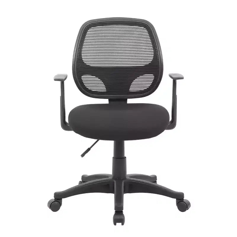Fauteuil de travail en résille de qualité commerciale avec accoudoirs en T noirs - Boss Office Products : Ergonomique, réglable, pivotant, avec roulettes