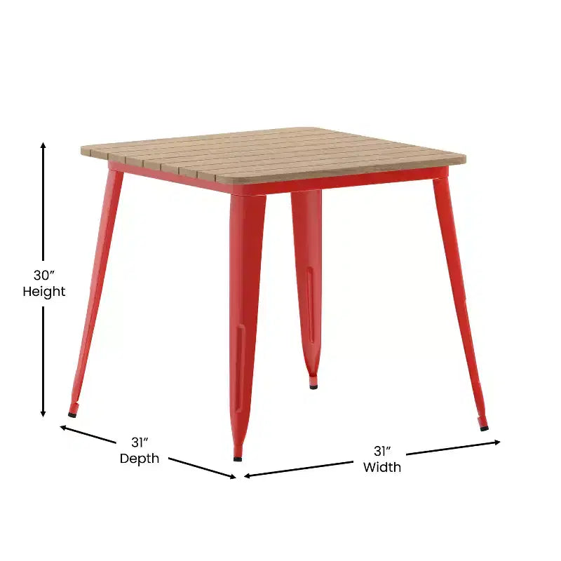 Table à manger Flash Furniture Declan de qualité commerciale, pour l'intérieur/extérieur, plateau carré de 31,5 po en polyrésine toutes saisons avec base en acier