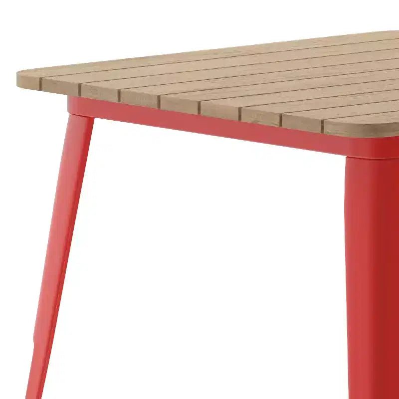 Table à manger Flash Furniture Declan de qualité commerciale, pour l'intérieur/extérieur, plateau carré de 31,5 po en polyrésine toutes saisons avec base en acier