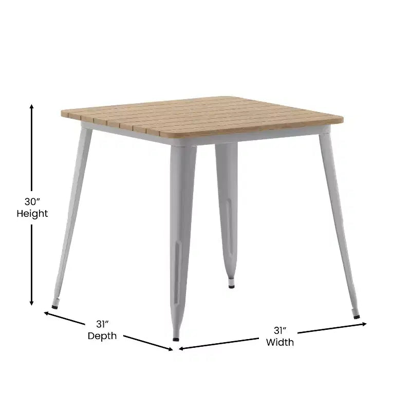 Table à manger Flash Furniture Declan de qualité commerciale, pour l'intérieur/extérieur, plateau carré de 31,5 po en polyrésine toutes saisons avec base en acier