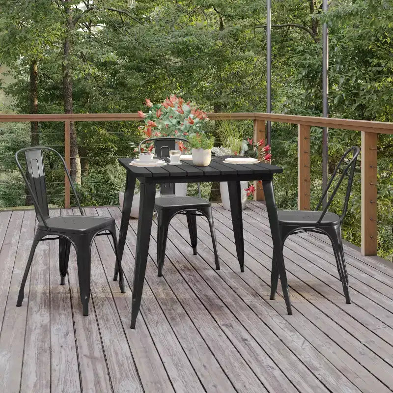 Table à manger Flash Furniture Declan de qualité commerciale, pour l'intérieur/extérieur, plateau carré de 31,5 po en polyrésine toutes saisons avec base en acier