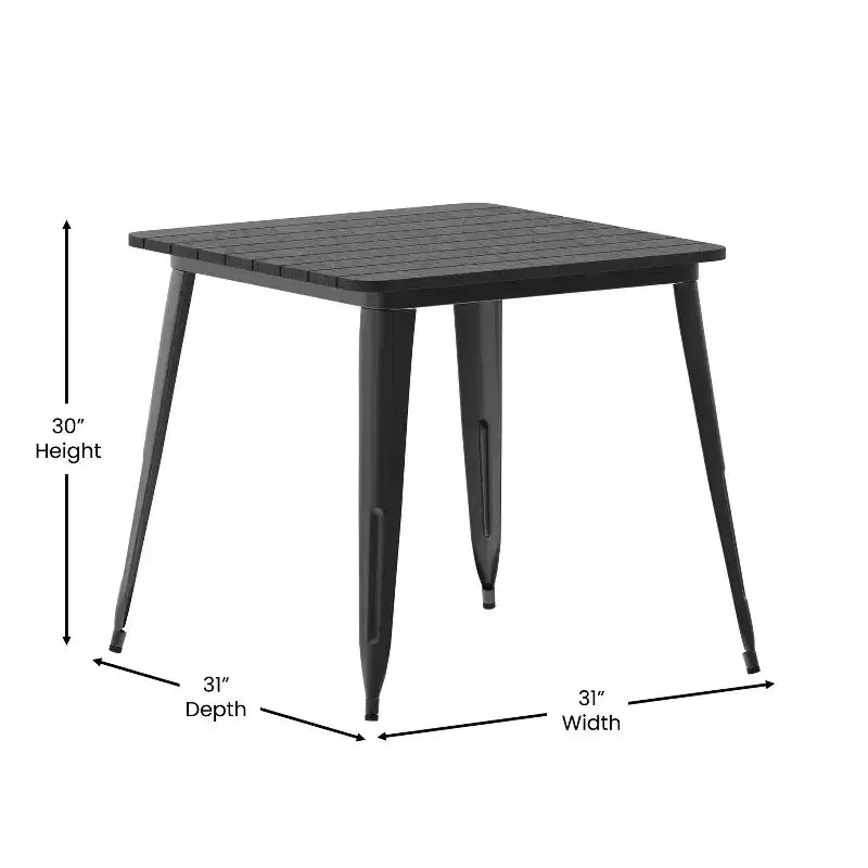 Table à manger Flash Furniture Declan de qualité commerciale, pour l'intérieur/extérieur, plateau carré de 31,5 po en polyrésine toutes saisons avec base en acier