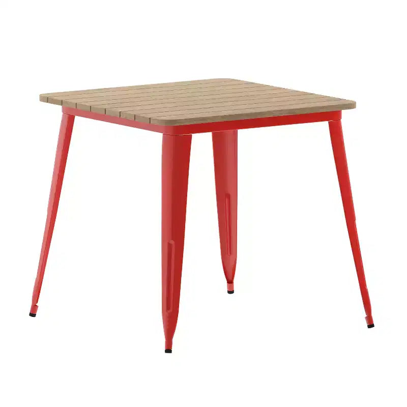 Table à manger Flash Furniture Declan de qualité commerciale, pour l'intérieur/extérieur, plateau carré de 31,5 po en polyrésine toutes saisons avec base en acier
