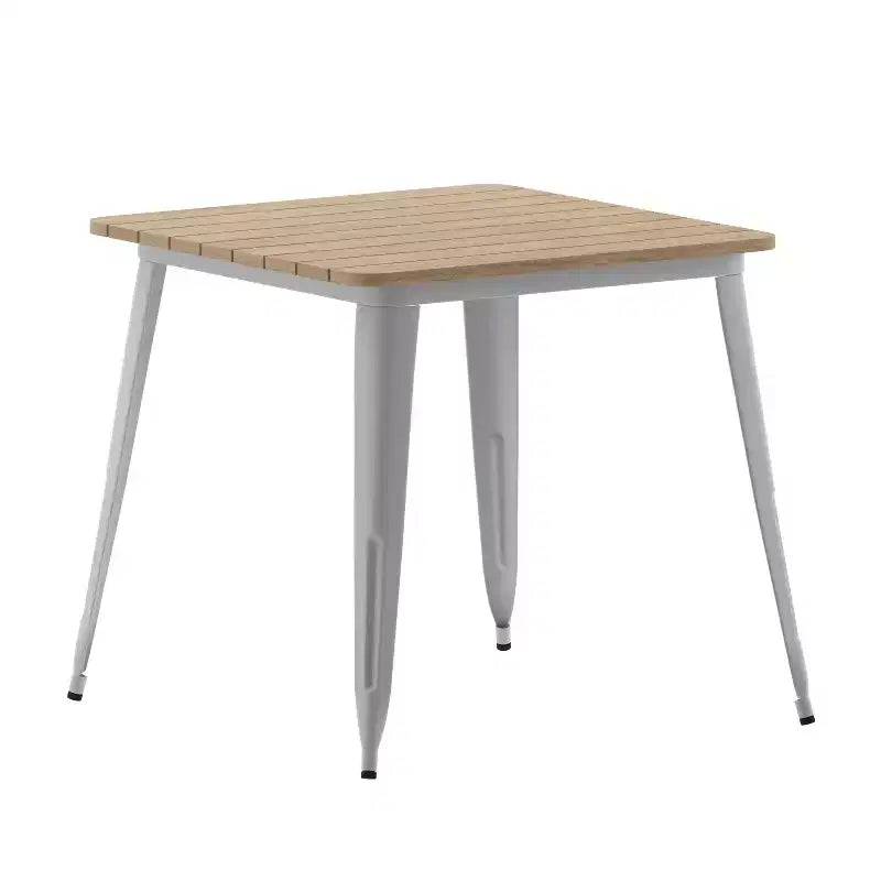 Table à manger Flash Furniture Declan de qualité commerciale, pour l'intérieur/extérieur, plateau carré de 31,5 po en polyrésine toutes saisons avec base en acier