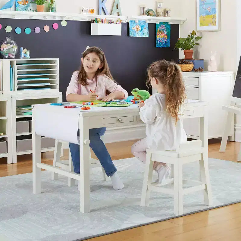 Ensemble de 2 tabourets artisanaux pour enfants : chaises en bois anti-bascule pour table d'activités pour enfants | Tabourets pour table de jeu pour tout-petits